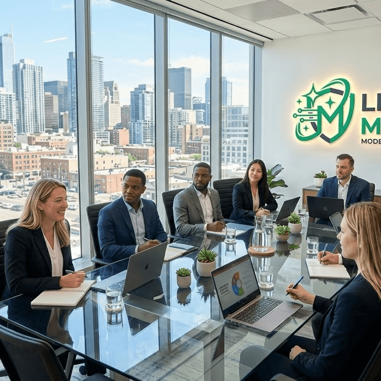 Personal de limpieza atendiendo un área de oficinas